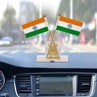 VOILA India Rectangle Cross Design Stand Flags For Car Dashboard-thumb1