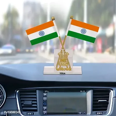 VOILA India Rectangle Cross Design Stand Flags For Car Dashboard-thumb2