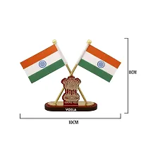 VOILA Indian Satyamev Jayate Symbol Stand Cross Design Flags For Car Dashboard Study and Office Table-thumb3