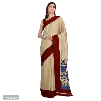 Voila Women Printed Mysore Silk Saree Maroon