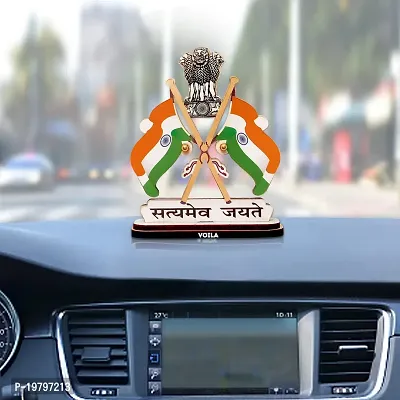 Voila India Satyamev Jayate Symbol Dual Side Print Double Sided Wind Car Dashboard Flag (Plastic)-thumb3