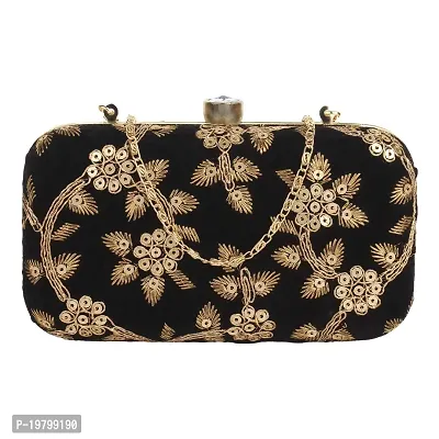 Voila Stylish Party Clutch for Women Black-thumb0