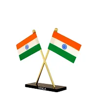 VOILA Indian Cross Design Stand Flags for Car Dashboard, Office, Studay Table-thumb1