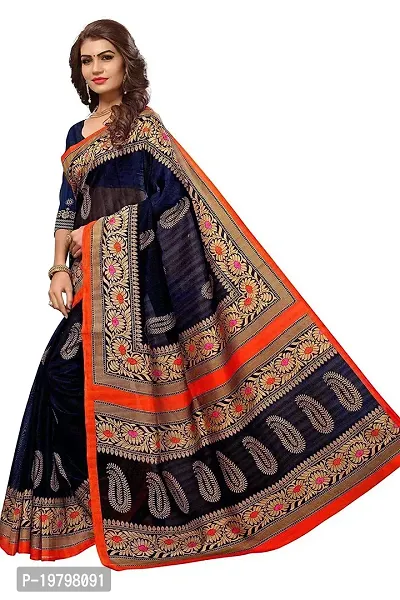 VOILA Women's Printed Bhagalpuri Art Silk Saree Blue-thumb3