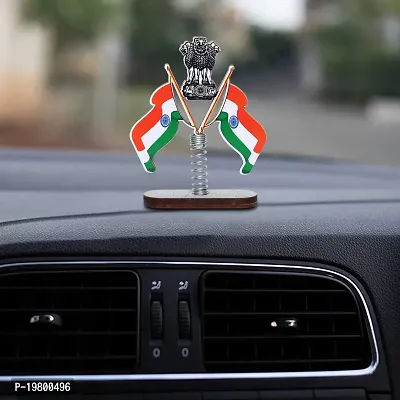 VOILA Indian Flags Stand on Spring for Car Dashboard Study Table Home Office Table Decor-thumb5