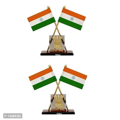 VOILA Indian Flag with Satyamev Jayate Symbol for Car Dashboard Home Office Decoration