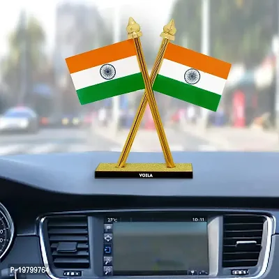 VOILA Indian Cross Design Stand Flags For Car Dashboard