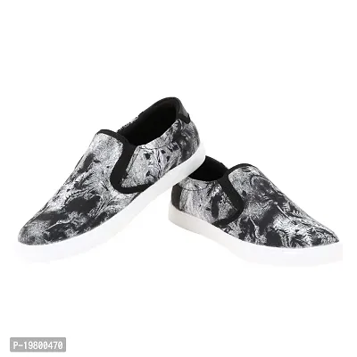 Voila Printed Slip On Sneakers for Men Black Shoe-thumb0