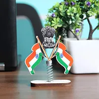 VOILA Indian Flags Stand on Spring for Car Dashboard Study Table Home Office Table Decor-thumb3