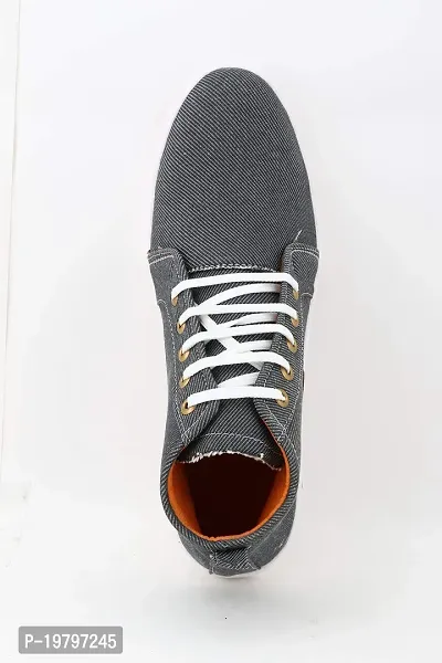 Voila Denim High Ankle Sneakers for Men Grey Shoe-thumb4