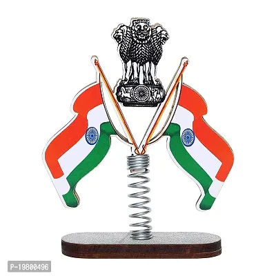 VOILA Indian Flags Stand on Spring for Car Dashboard Study Table Home Office Table Decor