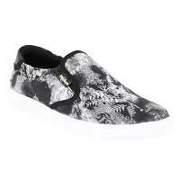 Voila Printed Slip On Sneakers for Men Black Shoe-thumb1