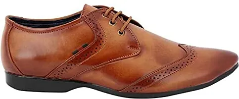 Voila PU Leather Derby Oxford Style Lace up Formal Shoes for Men?Tan-thumb1