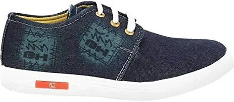 Voila Casual Navy Blue Canvas Sneakers Lace Up Shoes for Men-thumb1