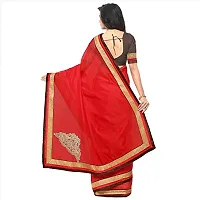 Voila Women Plain Art Silk with Gold Lace Border Saree Red-thumb2