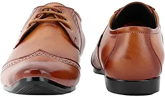 Voila PU Leather Derby Oxford Style Lace up Formal Shoes for Men?Tan-thumb3