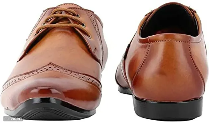 Voila PU Leather Derby Oxford Style Lace up Formal Shoes for Men?Tan-thumb4