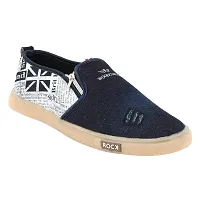 Voila Blue Denim Canvas Casual Shoes for Men with Zipper Stylish and Comfortable Size 6 10 UK-thumb1