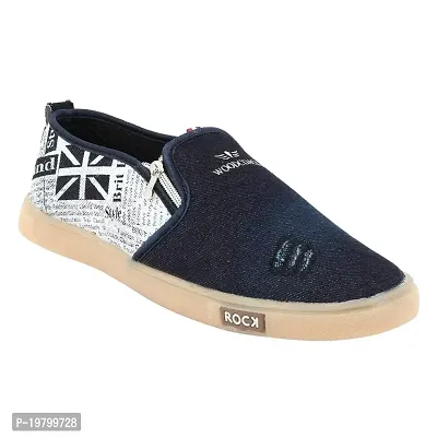Voila Blue Denim Canvas Casual Shoes for Men with Zipper Stylish and Comfortable Size 6 10 UK-thumb2