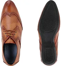 Voila PU Leather Derby Oxford Style Lace up Formal Shoes for Men?Tan-thumb2