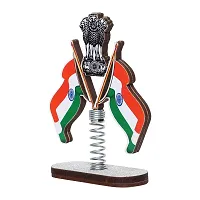 VOILA Indian Flags Stand on Spring for Car Dashboard Study Table Home Office Table Decor-thumb2