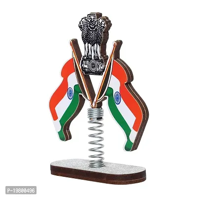 VOILA Indian Flags Stand on Spring for Car Dashboard Study Table Home Office Table Decor-thumb3