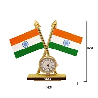 Voila India Cross Design Flags with Clock for Car Dashboard, Home, Study Table, Office Desk, Other, Other-thumb4