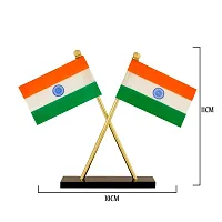 VOILA Indian Cross Design Stand Flags for Car Dashboard, Office, Studay Table-thumb3