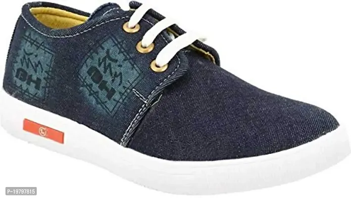 Voila Casual Navy Blue Canvas Sneakers Lace Up Shoes for Men-thumb0