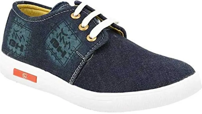 Voila Casual Navy Blue Canvas Sneakers Lace Up Shoes for Men
