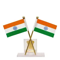 VOILA India Rectangle Cross Design Stand Flags For Car Dashboard-thumb3