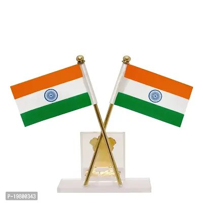 VOILA India Rectangle Cross Design Stand Flags For Car Dashboard-thumb4