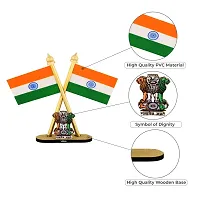 VOILA Indian Flags With Satyamev Jayate Symbol Stand For Car Dashboard Flag-thumb4