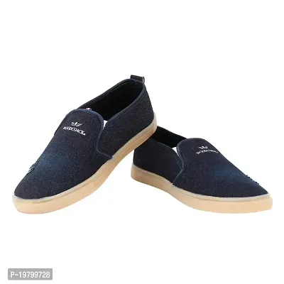 Voila Blue Denim Canvas Casual Shoes for Men with Zipper Stylish and Comfortable Size 6 10 UK