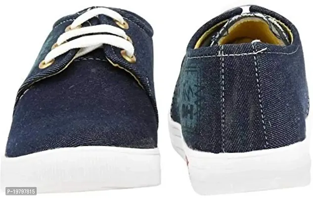 Voila Casual Navy Blue Canvas Sneakers Lace Up Shoes for Men-thumb4
