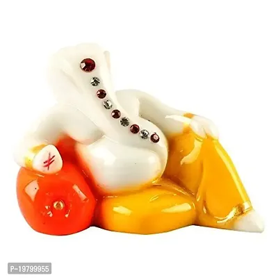 Sai Sahil Enterprises God Ganesha Car Dashboard Idol/Showpiece (Small, Orange)