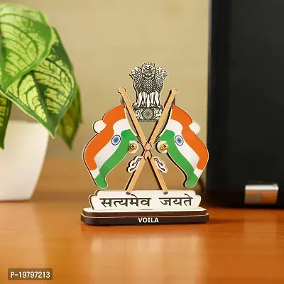 Voila India Satyamev Jayate Symbol Dual Side Print Double Sided Wind Car Dashboard Flag (Plastic)-thumb2