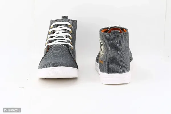 Voila Denim High Ankle Sneakers for Men Grey Shoe-thumb2