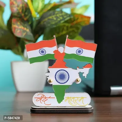 Indian Flag In Pair With Vande Mataram For All Car Desk & Office Table-thumb0