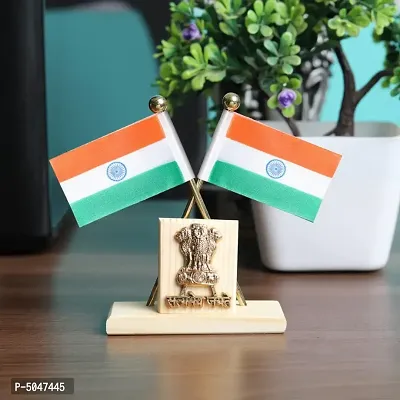 Indian Flag In Pair With Satyamev Jayate For All Car Desk & Office Table