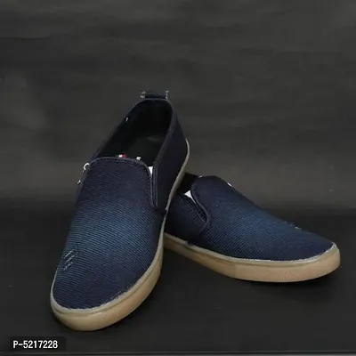 Trendy Blue Denim Canvas Casual Shoes for Men with Zipper Stylish and Comfortable Size 6-10 UK