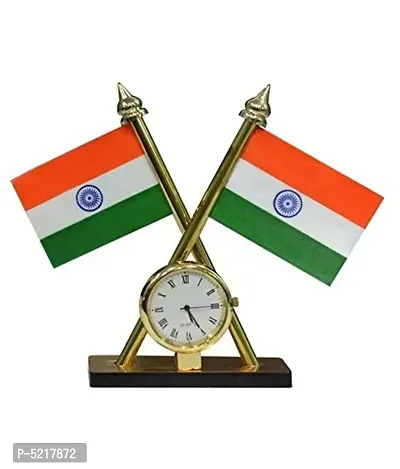 Indian Flag with Quartz Watch for All Cars and Table