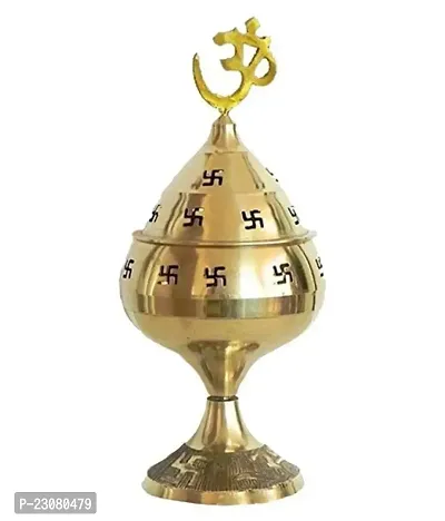 Voila Akhand Jyoti Diya Swastik Design Made of Brass Aarti Diya Size Medium (5 Inch) Diwali Decor-thumb0