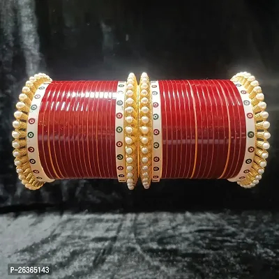 Red brass bangle chuda set for women and girls, Red bangles, brass bangles (Pack of 40)-thumb0