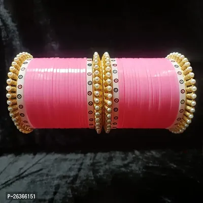 Pink brass bangle chuda set for women and girls, Pink bangles, brass bangles (Pack of 40)