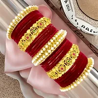 Maroon velvet bangle brass chuda set for girls and women (Pack of 26)-thumb3