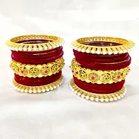 Maroon velvet bangle brass chuda set for girls and women (Pack of 26)-thumb4