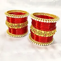 Red fancy bangle brass kangal chuda set pear kada for girls and women (Pack of 30)-thumb2