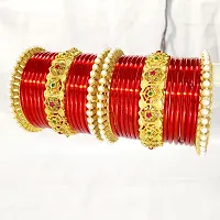 Red fancy bangle brass kangal chuda set pear kada for girls and women (Pack of 30)-thumb3