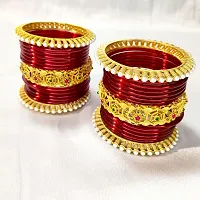 Maroon fancy bangle brass kangal chuda set pear kada for girls and women (Pack of 30)-thumb2